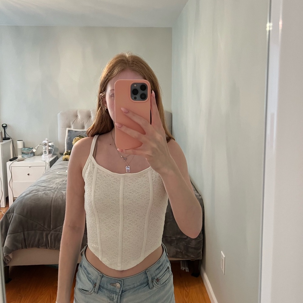 Hollister Off White Lace Tank Top